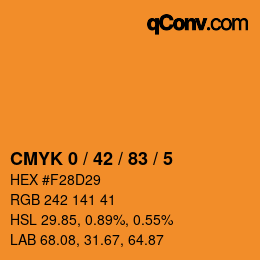 Code couleur: CMYK 0 / 42 / 83 / 5 | qconv.com