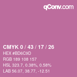 カラーコード: CMYK 0 / 43 / 17 / 26 | qconv.com