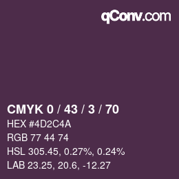 カラーコード: CMYK 0 / 43 / 3 / 70 | qconv.com