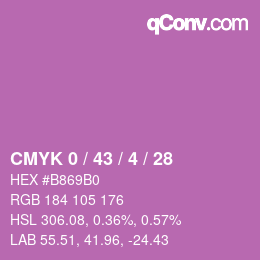 Code couleur: CMYK 0 / 43 / 4 / 28 | qconv.com