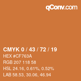 カラーコード: CMYK 0 / 43 / 72 / 19 | qconv.com