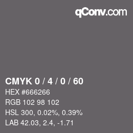 Código de color: CMYK 0 / 4 / 0 / 60 | qconv.com