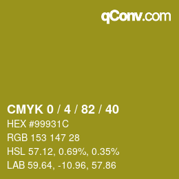 Farbcode: CMYK 0 / 4 / 82 / 40 | qconv.com