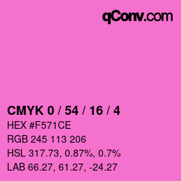 カラーコード: CMYK 0 / 54 / 16 / 4 | qconv.com