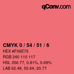 Código de color: CMYK 0 / 54 / 51 / 6 | qconv.com