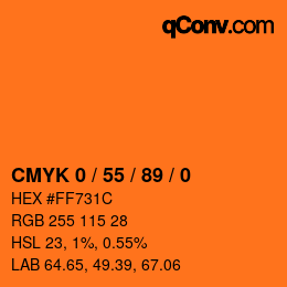 Código de color: CMYK 0 / 55 / 89 / 0 | qconv.com