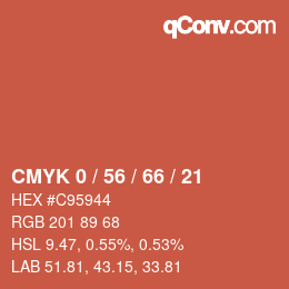 Farbcode: CMYK 0 / 56 / 66 / 21 | qconv.com