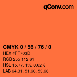 Farbcode: CMYK 0 / 56 / 76 / 0 | qconv.com