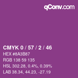 Code couleur: CMYK 0 / 57 / 2 / 46 | qconv.com