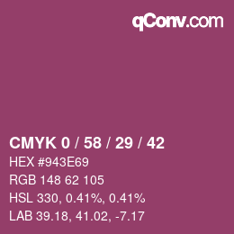 Code couleur: CMYK 0 / 58 / 29 / 42 | qconv.com