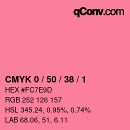 Farbcode: CMYK 0 / 50 / 38 / 1 | qconv.com