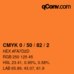 Code couleur: CMYK 0 / 50 / 82 / 2 | qconv.com