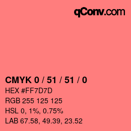 カラーコード: CMYK 0 / 51 / 51 / 0 | qconv.com