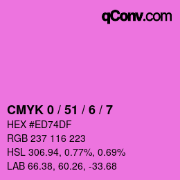 カラーコード: CMYK 0 / 51 / 6 / 7 | qconv.com