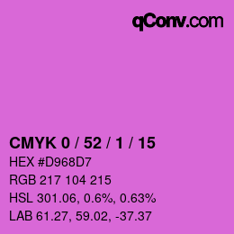 Farbcode: CMYK 0 / 52 / 1 / 15 | qconv.com