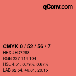 Farbcode: CMYK 0 / 52 / 56 / 7 | qconv.com