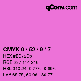 カラーコード: CMYK 0 / 52 / 9 / 7 | qconv.com