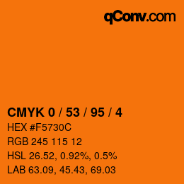 Farbcode: CMYK 0 / 53 / 95 / 4 | qconv.com