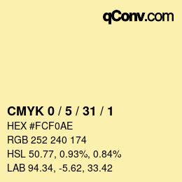 Color code: CMYK 0 / 5 / 31 / 1 | qconv.com