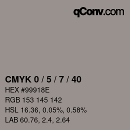 カラーコード: CMYK 0 / 5 / 7 / 40 | qconv.com