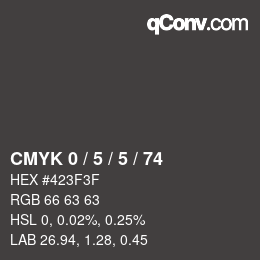 カラーコード: CMYK 0 / 5 / 5 / 74 | qconv.com