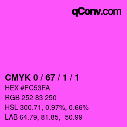 Code couleur: CMYK 0 / 67 / 1 / 1 | qconv.com