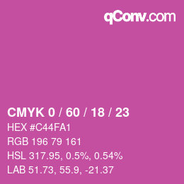 Code couleur: CMYK 0 / 60 / 18 / 23 | qconv.com