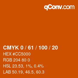 Color code: CMYK 0 / 61 / 100 / 20 | qconv.com