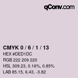 Code couleur: CMYK 0 / 6 / 1 / 13 | qconv.com