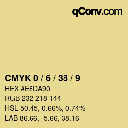 カラーコード: CMYK 0 / 6 / 38 / 9 | qconv.com