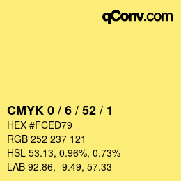 Código de color: CMYK 0 / 6 / 52 / 1 | qconv.com