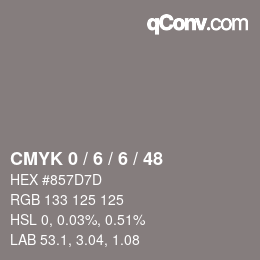 Color code: CMYK 0 / 6 / 6 / 48 | qconv.com