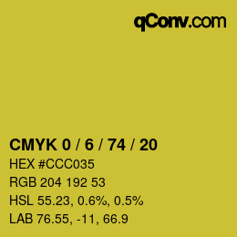 Code couleur: CMYK 0 / 6 / 74 / 20 | qconv.com