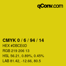 カラーコード: CMYK 0 / 6 / 94 / 14 | qconv.com