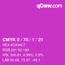 カラーコード: CMYK 0 / 74 / 1 / 21 | qconv.com