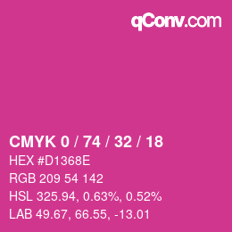 Farbcode: CMYK 0 / 74 / 32 / 18 | qconv.com