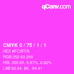 Farbcode: CMYK 0 / 75 / 1 / 1 | qconv.com