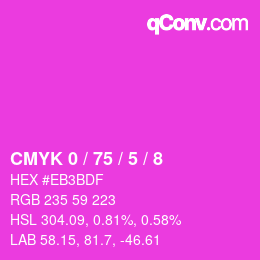 カラーコード: CMYK 0 / 75 / 5 / 8 | qconv.com