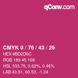 Color code: CMYK 0 / 76 / 43 / 26 | qconv.com