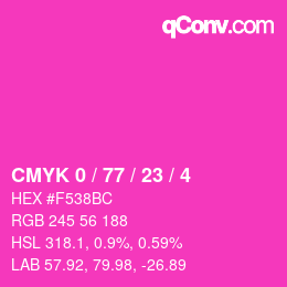 Code couleur: CMYK 0 / 77 / 23 / 4 | qconv.com