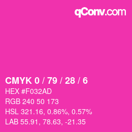 カラーコード: CMYK 0 / 79 / 28 / 6 | qconv.com