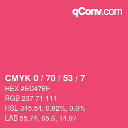 Color code: CMYK 0 / 70 / 53 / 7 | qconv.com