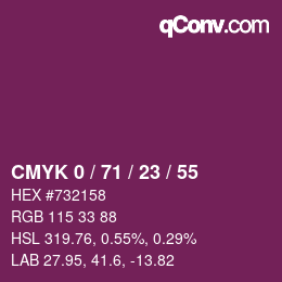 Código de color: CMYK 0 / 71 / 23 / 55 | qconv.com