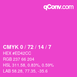 カラーコード: CMYK 0 / 72 / 14 / 7 | qconv.com