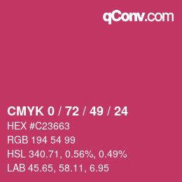 Farbcode: CMYK 0 / 72 / 49 / 24 | qconv.com