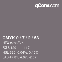 カラーコード: CMYK 0 / 7 / 2 / 53 | qconv.com