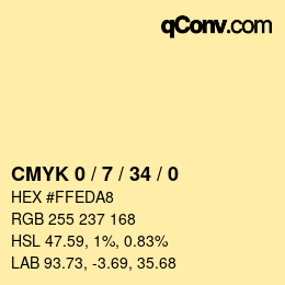 Code couleur: CMYK 0 / 7 / 34 / 0 | qconv.com