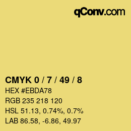 Code couleur: CMYK 0 / 7 / 49 / 8 | qconv.com