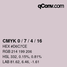 カラーコード: CMYK 0 / 7 / 4 / 16 | qconv.com