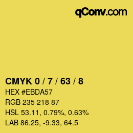 Code couleur: CMYK 0 / 7 / 63 / 8 | qconv.com